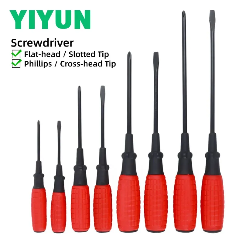 2PCS Flat‑head / Slotted Screwdriver CR-V Chrome Vanadium Phillips / Cross‑head Screwdrivers With Magnetic Tip