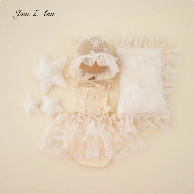 

Newborn butterfly emboridery lace dress pillow hat stars pillow princess style photography prop set for studio baby photoshoot