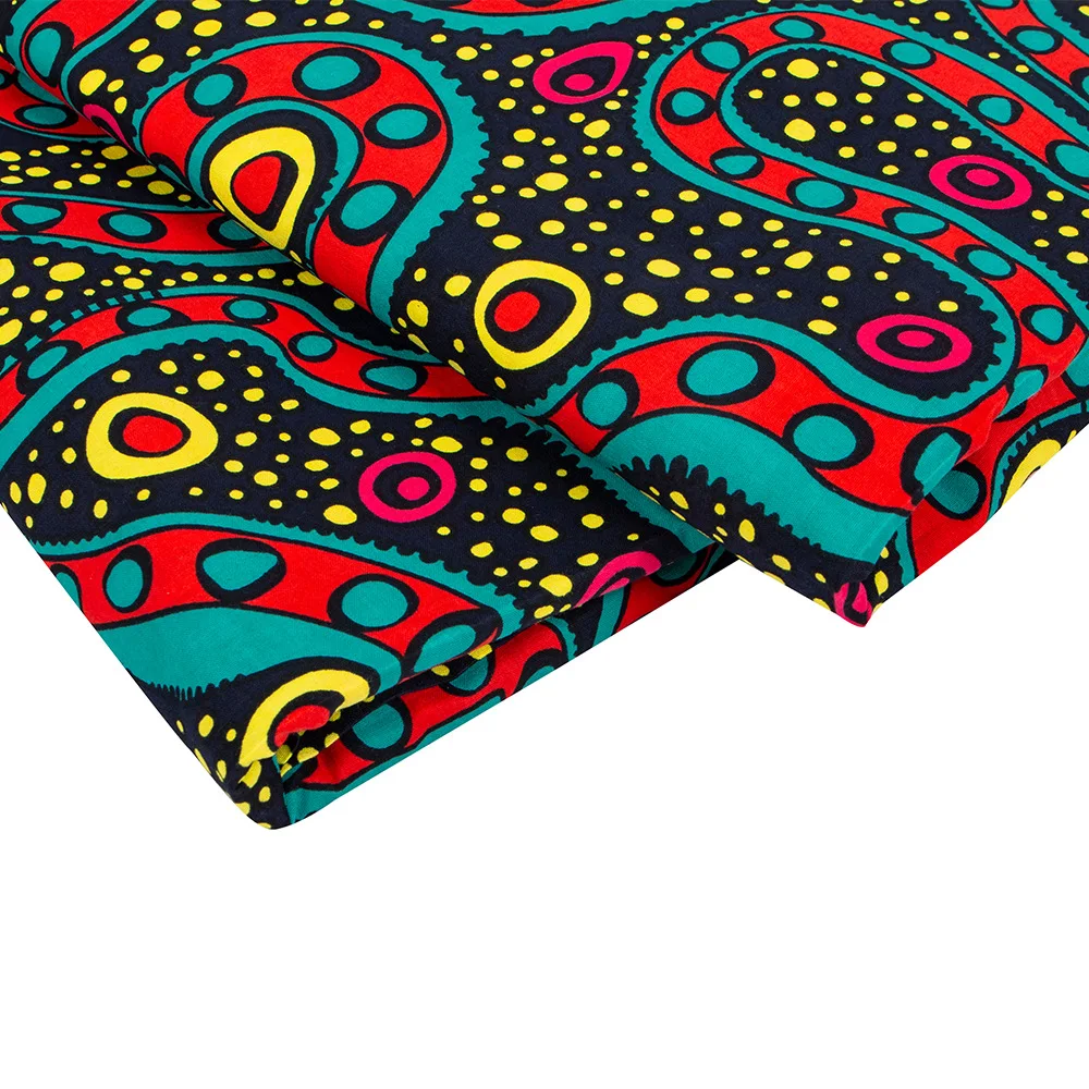 African Wax Tissus Real Wax 6 Yards 2023 Wax High Quality Ankara Fabric Wax Print For Sewing Dress 100% Cotton