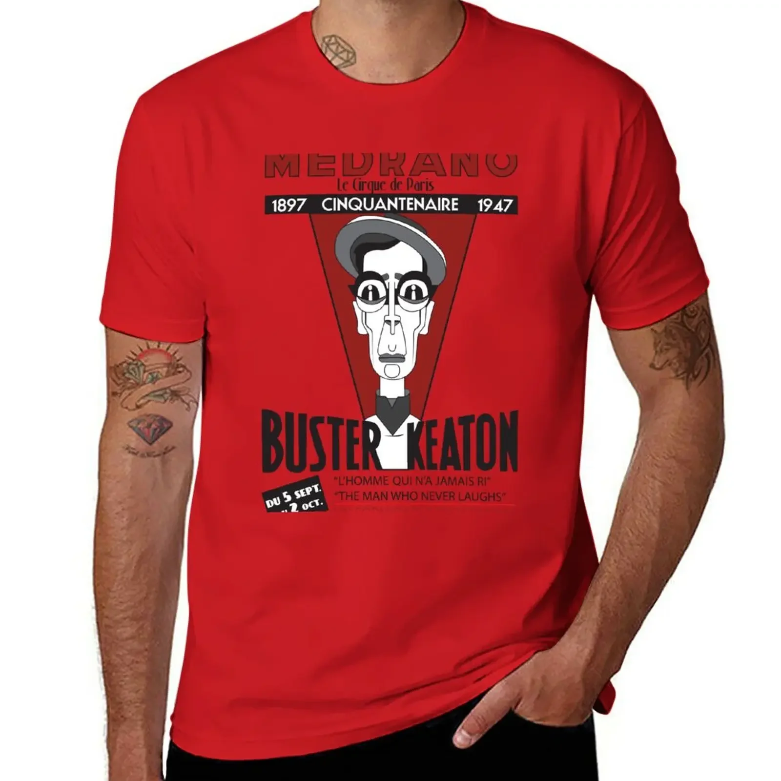 

Новая футболка Buster Keaton в Париже, футболка большого размера, летняя одежда, дизайнерская футболка для мужчин