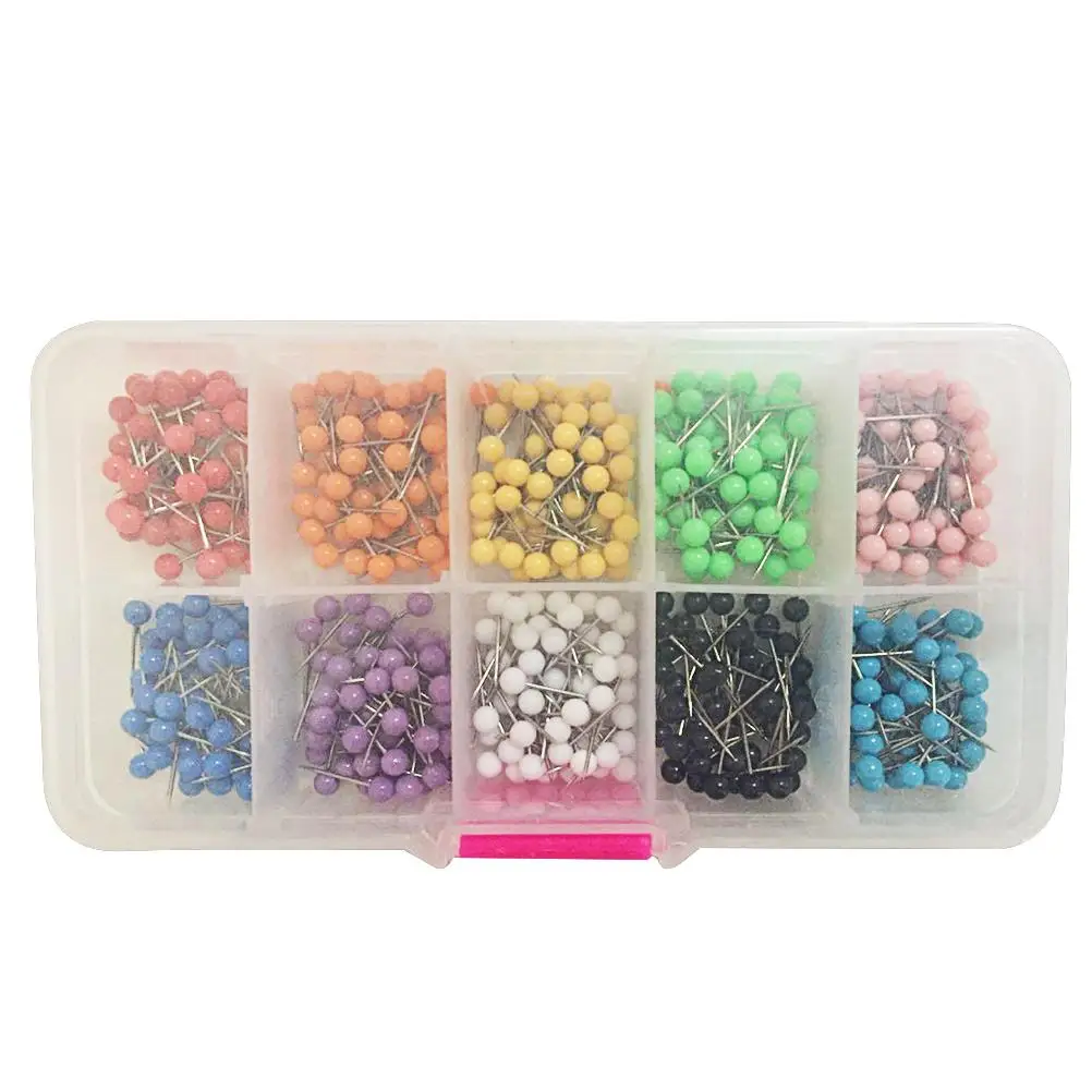 

600 Pcs Plastic Pin Tacks White Map Head Push Pins Pushpins for Maps Round Travel