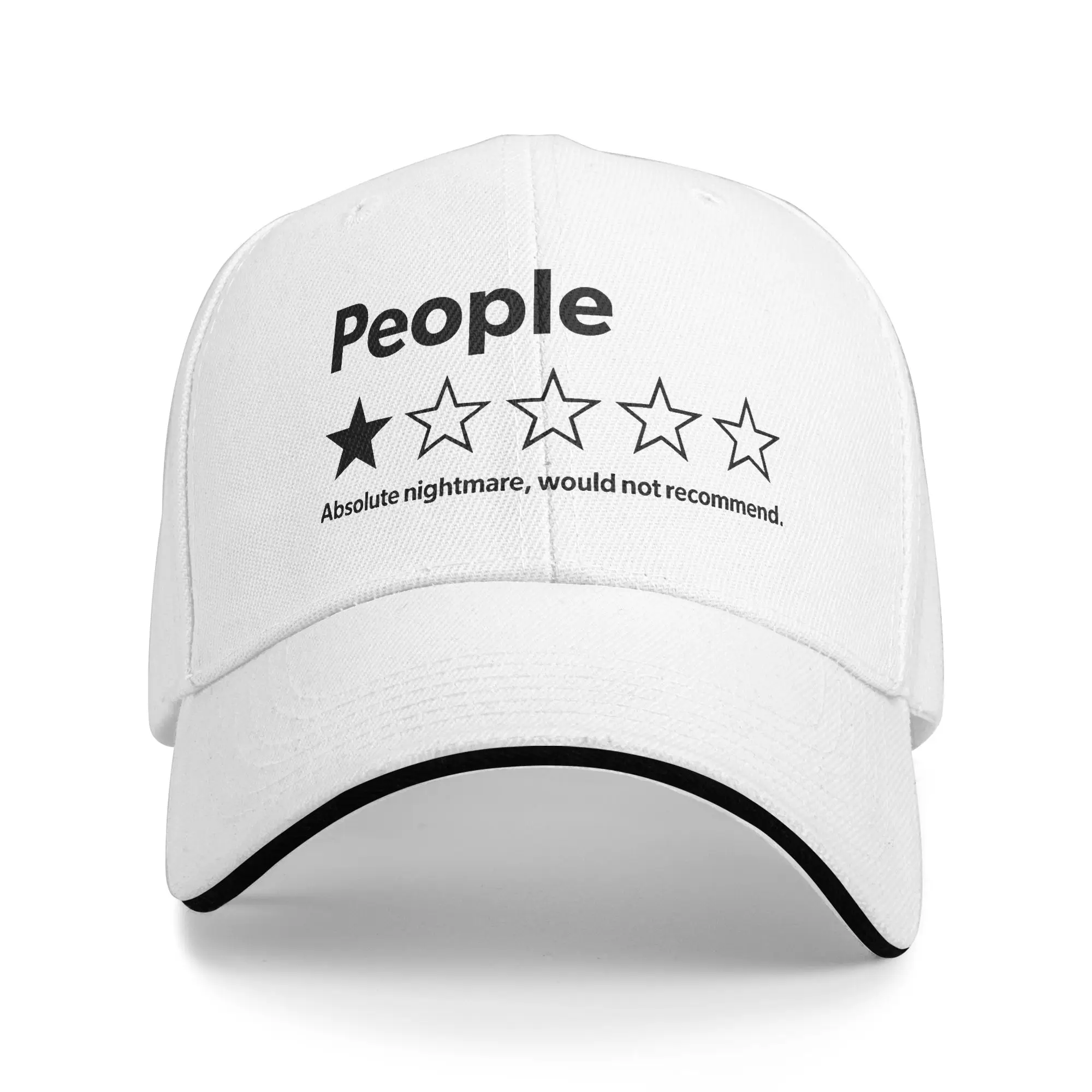 Funny Review People One Star Rating  Baseball Caps Hip Hop  Sandwich Cap Unisex Adjustable Dad Hat Outdoor