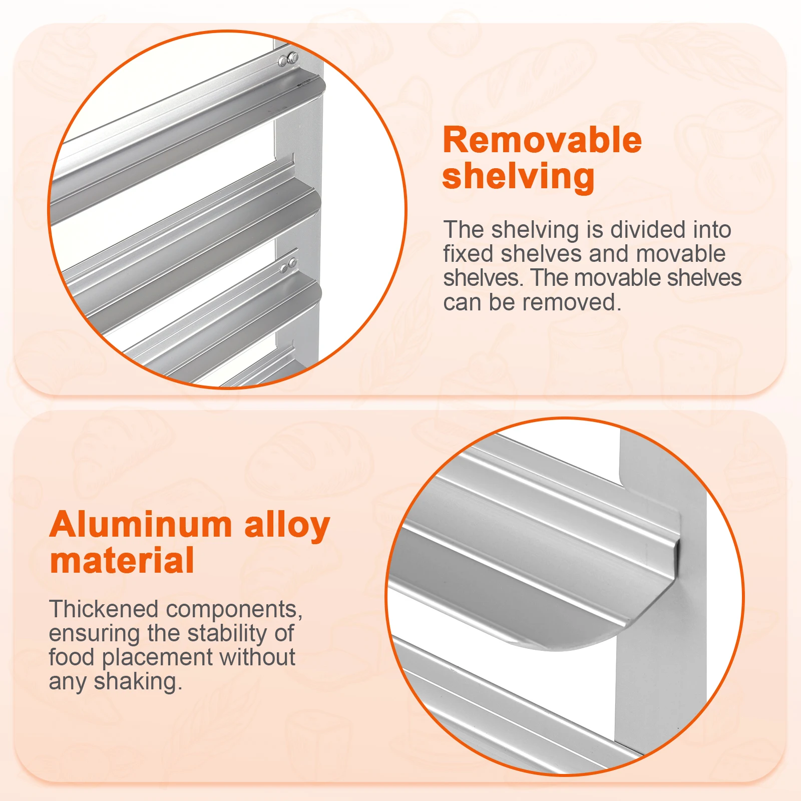 Heavy Duty Plate Casters 9 Pan 3 Inch Spacing with Brake Wheels Commercial Aluminium Bun Rack for Commercial Baking and Bakers