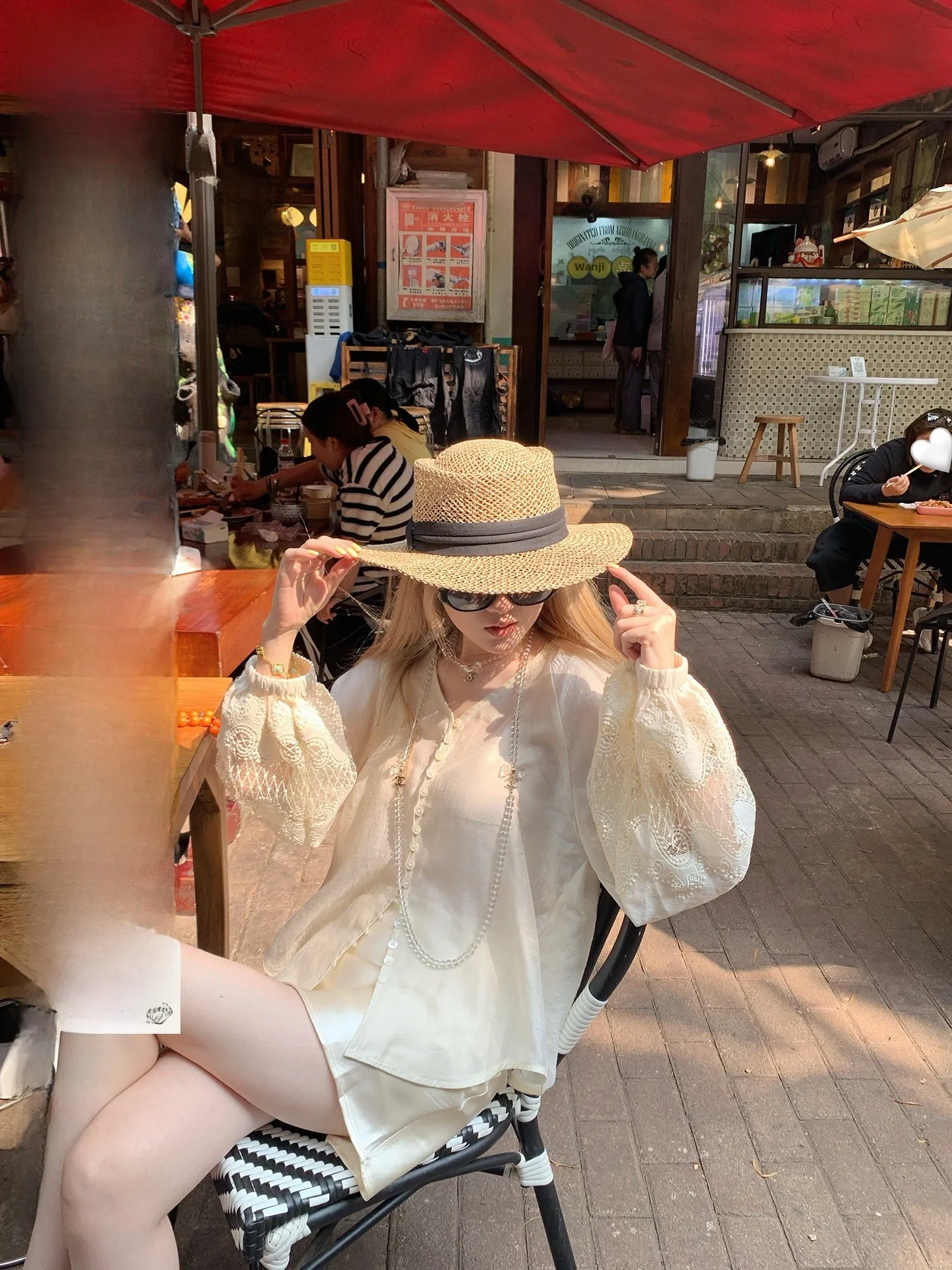 

Long Sve Lace irt Loose Fit Hollow out Lantern Sve Transparent Cleanfit Sle Polyester Fiber Spring Season Women's Wear