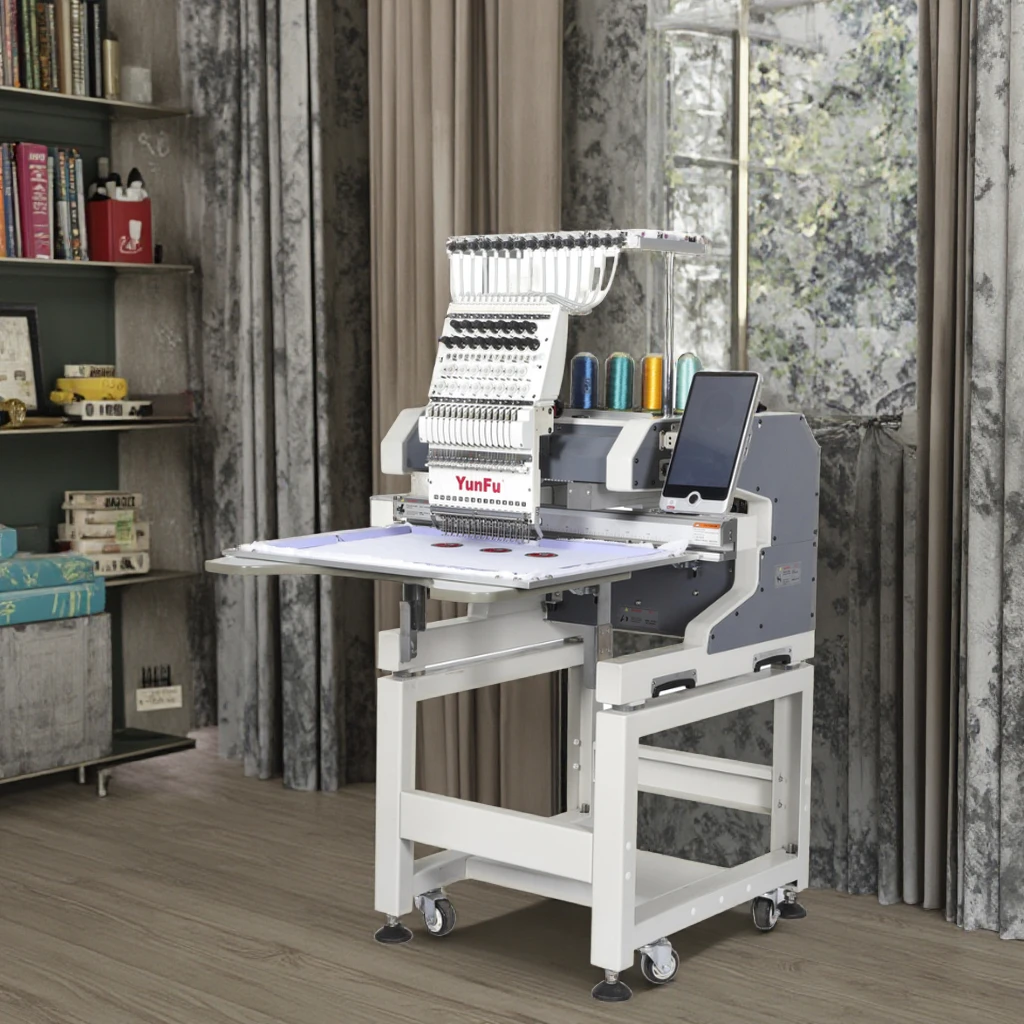 YunFu High Quality Single Head Computerized Embroidery Machine Tajima Flat Cap Embroidery Machine Free Accessories New Used