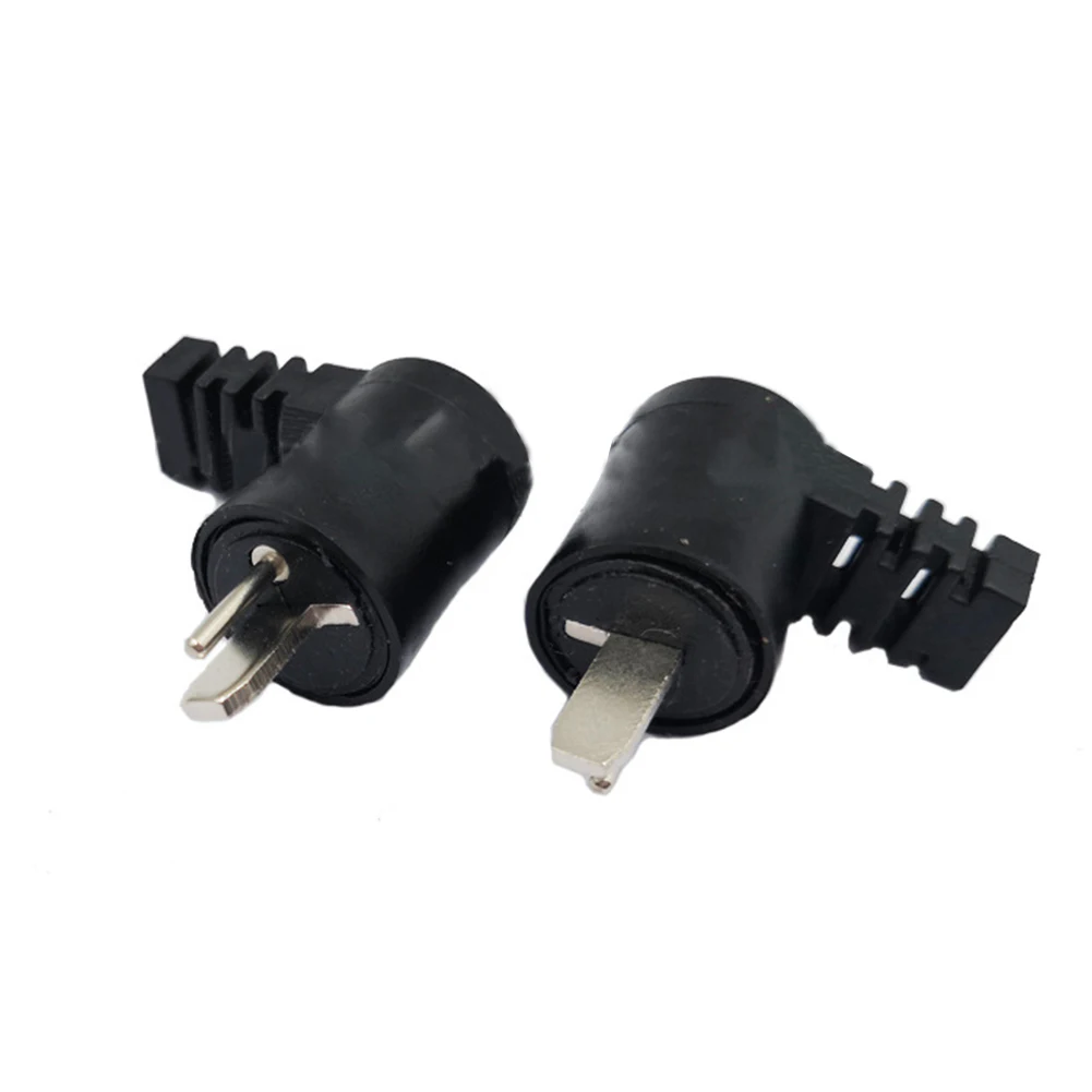 2-pin Plug Connector 1 Pair 2 Pcs AC 220V Audio Bend Plug Black Cable DIN Easy To Install Hi-Fi Straight Angle