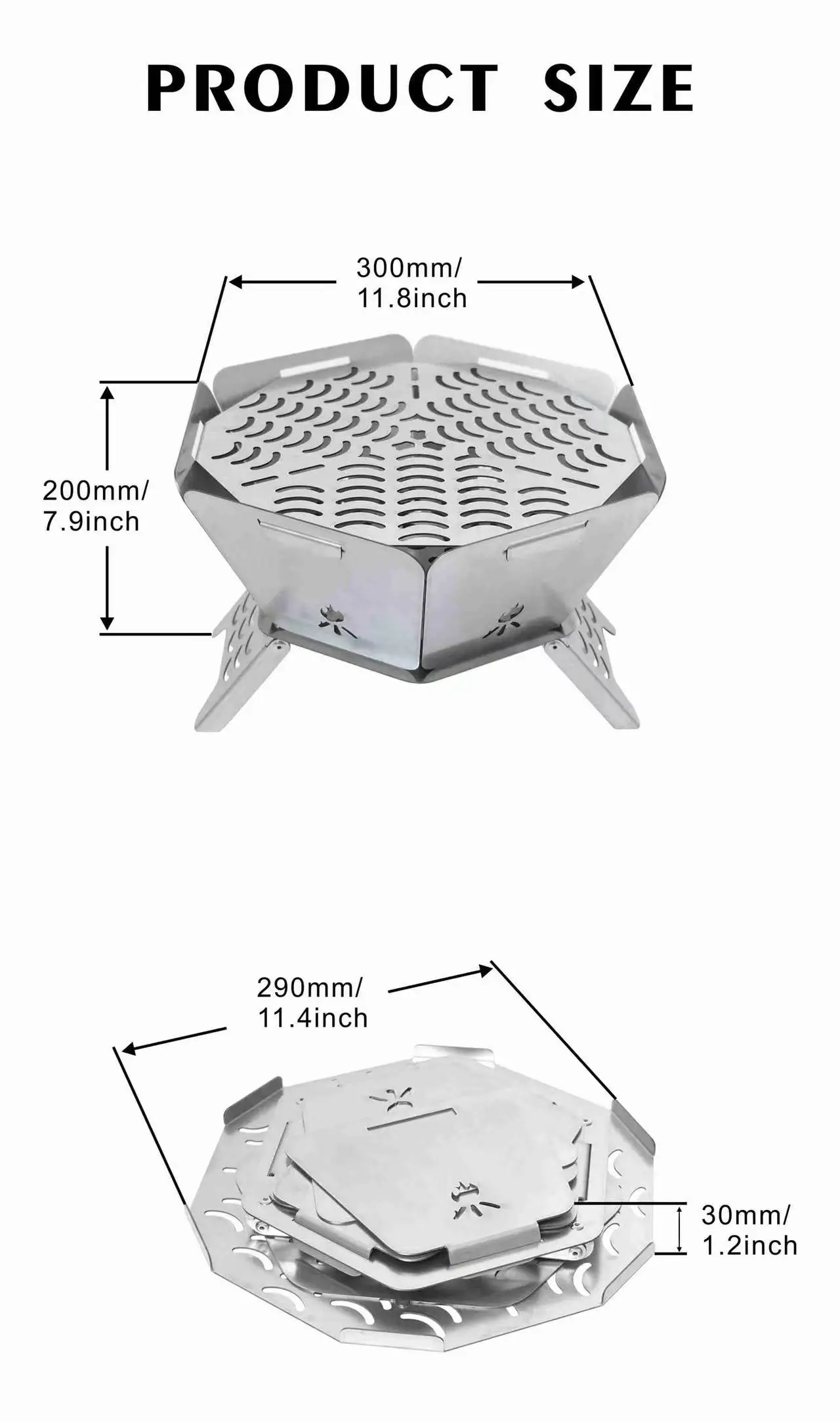 

Портативная складная сетчатая печь для костра из нержавеющей стали для кемпинга, уличная печь для приготовления пищи на дровах и угле