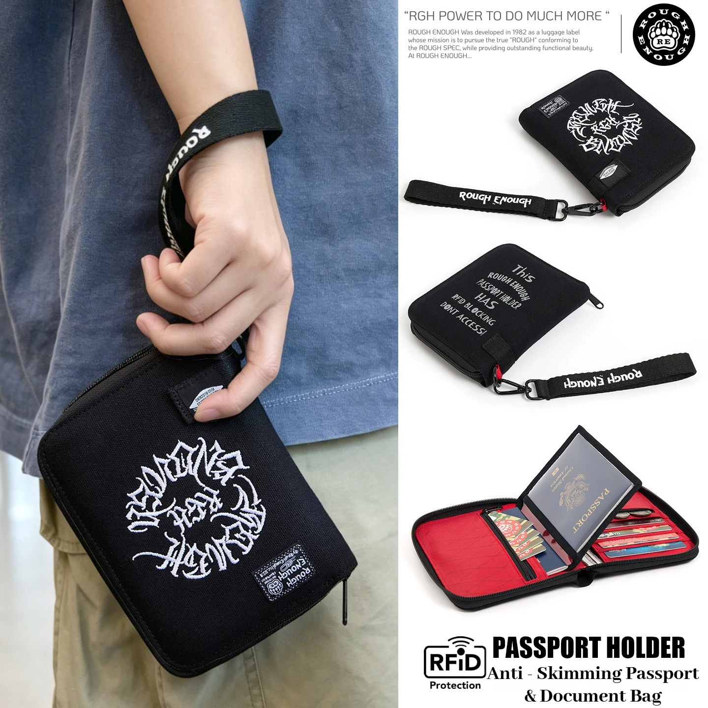 RGH Men Anti‑RFID Multi‑Passport Holder, All‑in‑one Travel Wallet for Tickets ID Card Document Storage