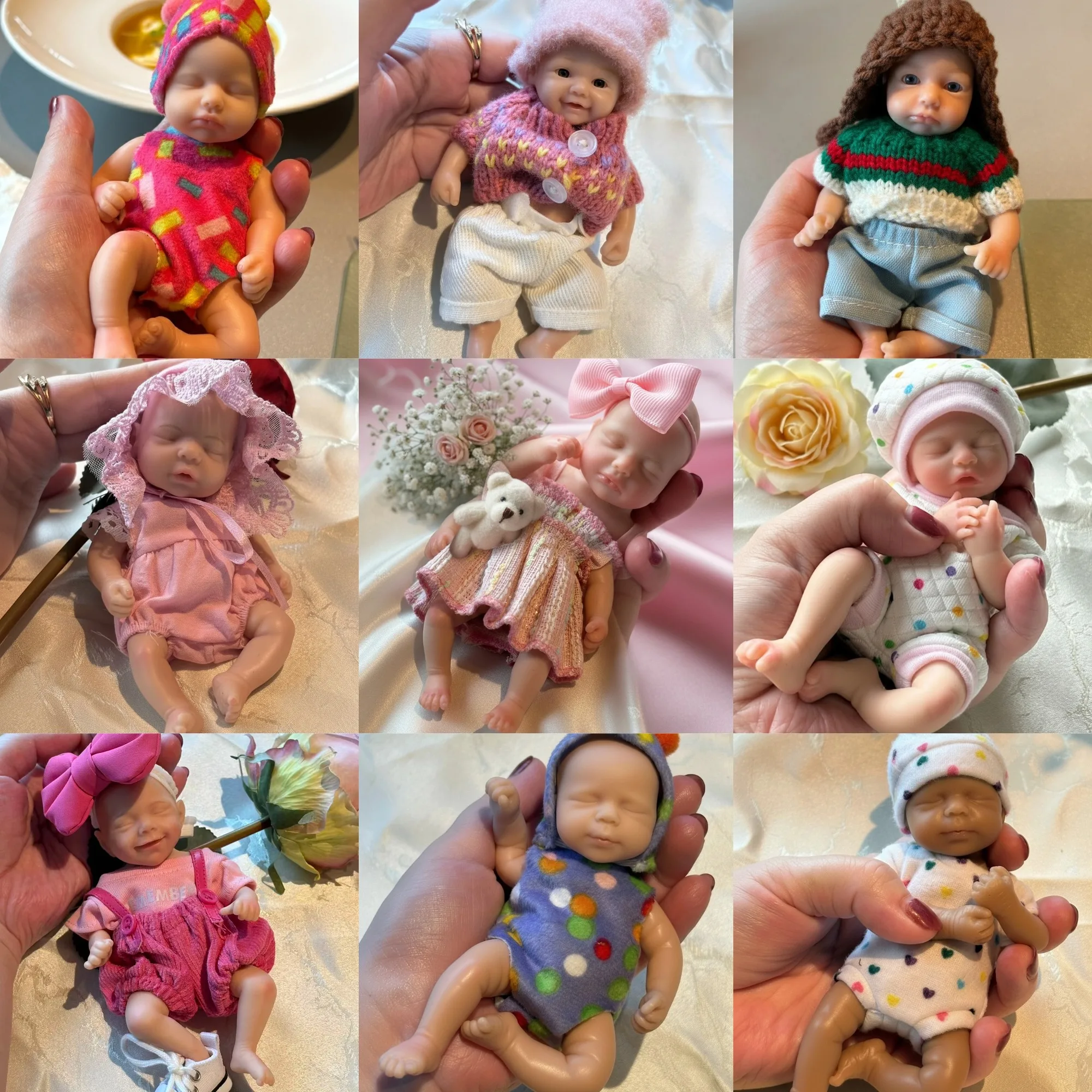 AizwaX 16 Style 6 Inch Mini Silicone Reborn Girl Doll Handmade Bebe Soft Touch Reborn Baby Doll For Birthday Gifts