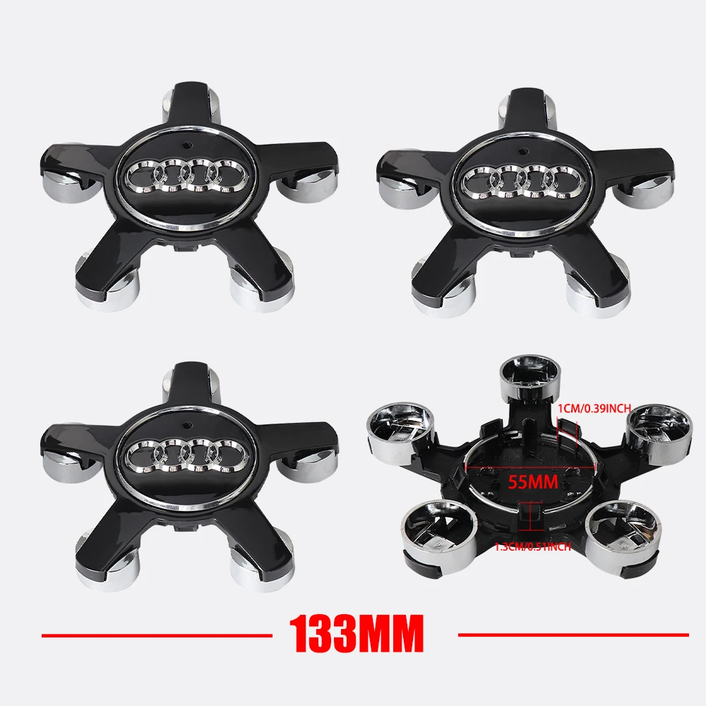 61MM/133MM Auto-Radnabenkappen-Abdeckungen mit Emblem für Audi Sline Sportback Audi A5 Quattro A3 A6 A8L Q5 RS3 A7 TT Q2 B9 8V A1 RS5 – Detail 3