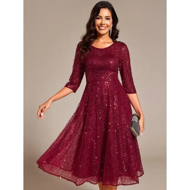 

Chic Vermilion Sequin Mid-Length Wedding Guest Dr Seven-Sve Autumn Faion Casual Sportswear for Men