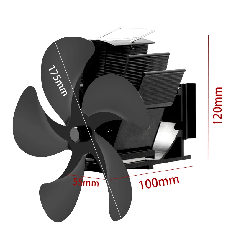 Imagem -02 - Ventilador de Lareira de Parede Ventilador de Fogão a Calor Distribuição Eficiente de Calor Lâminas para Queimador de Madeira e Madeira