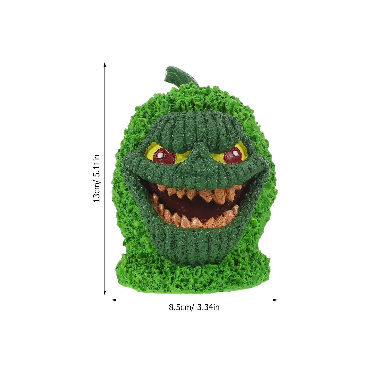 Green Resin Green Pumpkin Monster Statue Gothic Jack O Lantern Scary Halloween Table Shelf Haunted Decor