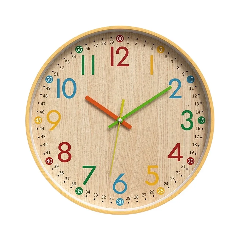 Wall Clock 30cm Silent Non Ticking Decorative Clock for Nursery Bedroom Living Room Plastic Glass Paper Laminate