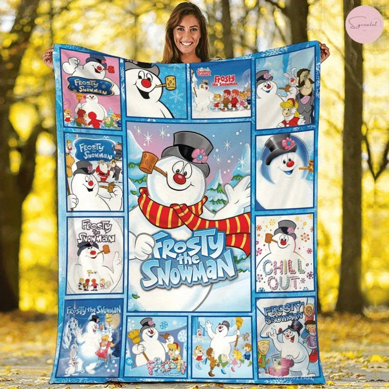 Ultra-Soft Frosty The Snowman Christmas Blanket Cozy Micro Fleece Throw with Vibrant Holiday Designs, Perfect for Sofa, Bed