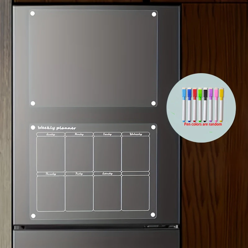 Acrylic Magnetic Dry Erase Refrigerator Calendar，Transparent planning board tape8Support mark - Perfectly suitable for daily off