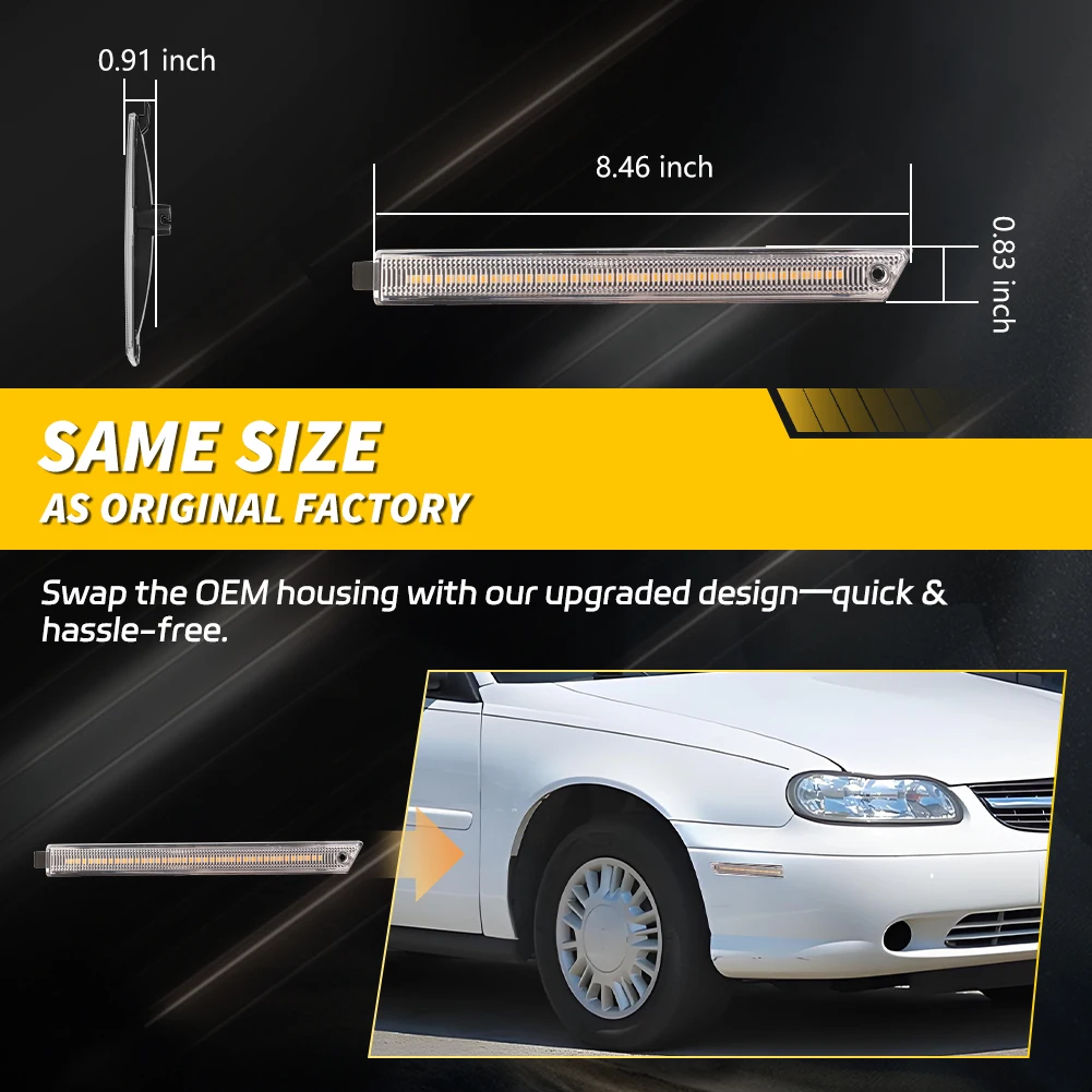 2X Luce di posizione laterale anteriore Luce parafango con LED per Chevy Malibu 1997-2003 Oldsmobile Cutlass 2004-2005 Chevy Classic
