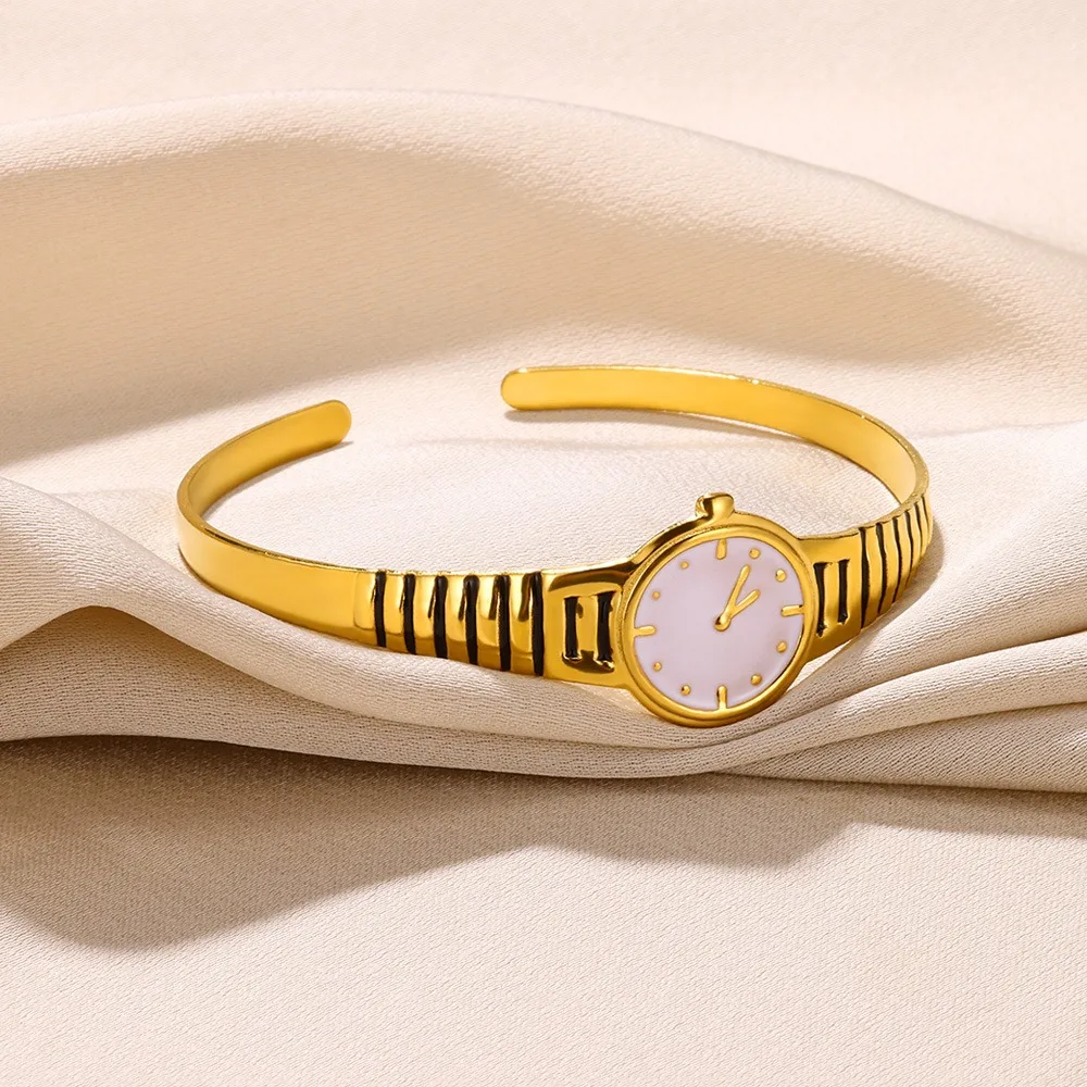 ساعة مجوهرات ساعة تصميم الإسورة الإبداعية الأزياء سوار مفتوح الفضة خمر التيتانيوم الصلب سلسلة اليد للجنسين #1