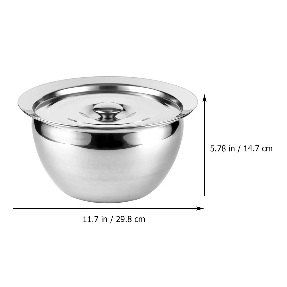

1Set Premium Metal Basin with Lid Stainless Steel Mixing Container for Kitchen Cooking Salad Vegetable Storage Sturdy Oil Basin