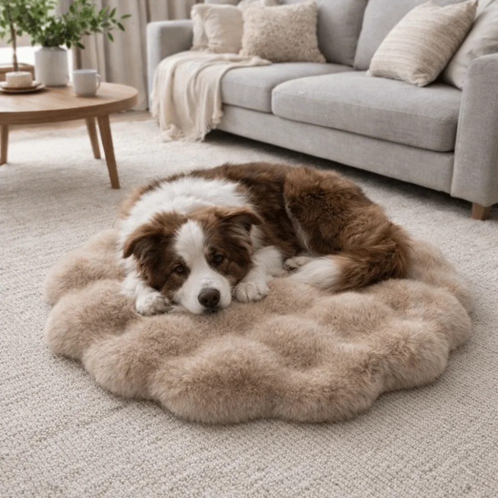 

Comfortable Warm Cat Plush Nest Fleece Round Pet Bed Mat Non-Slip Soft Pet Cushion Pet Accessories