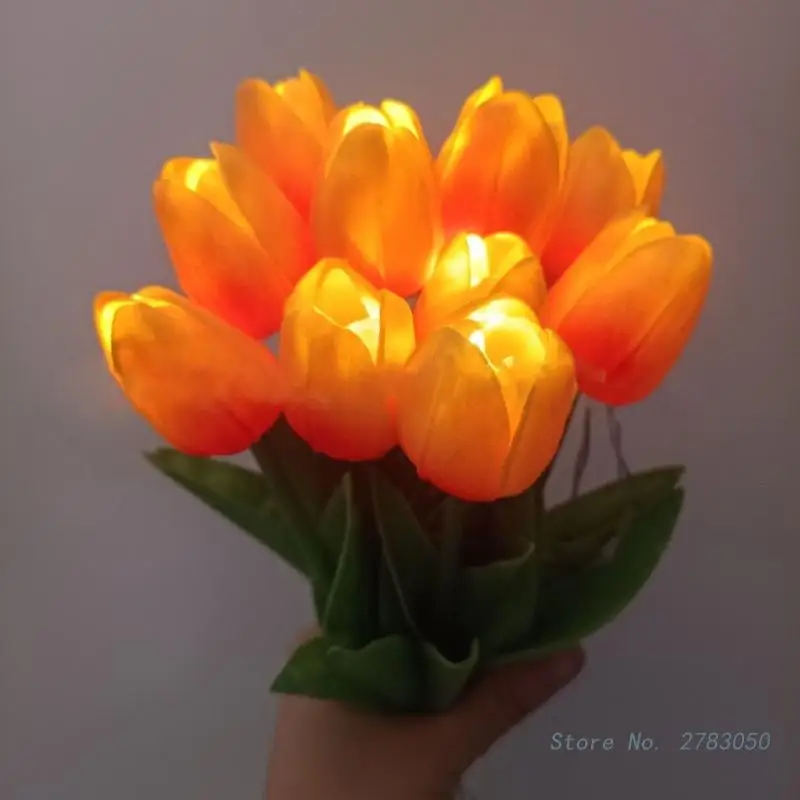 Tulips Artificial Flowers LED Night Light Interior Decoration Bouquet Lamp Simulation Tulip Table Lamp Bedside Atmosphere Light