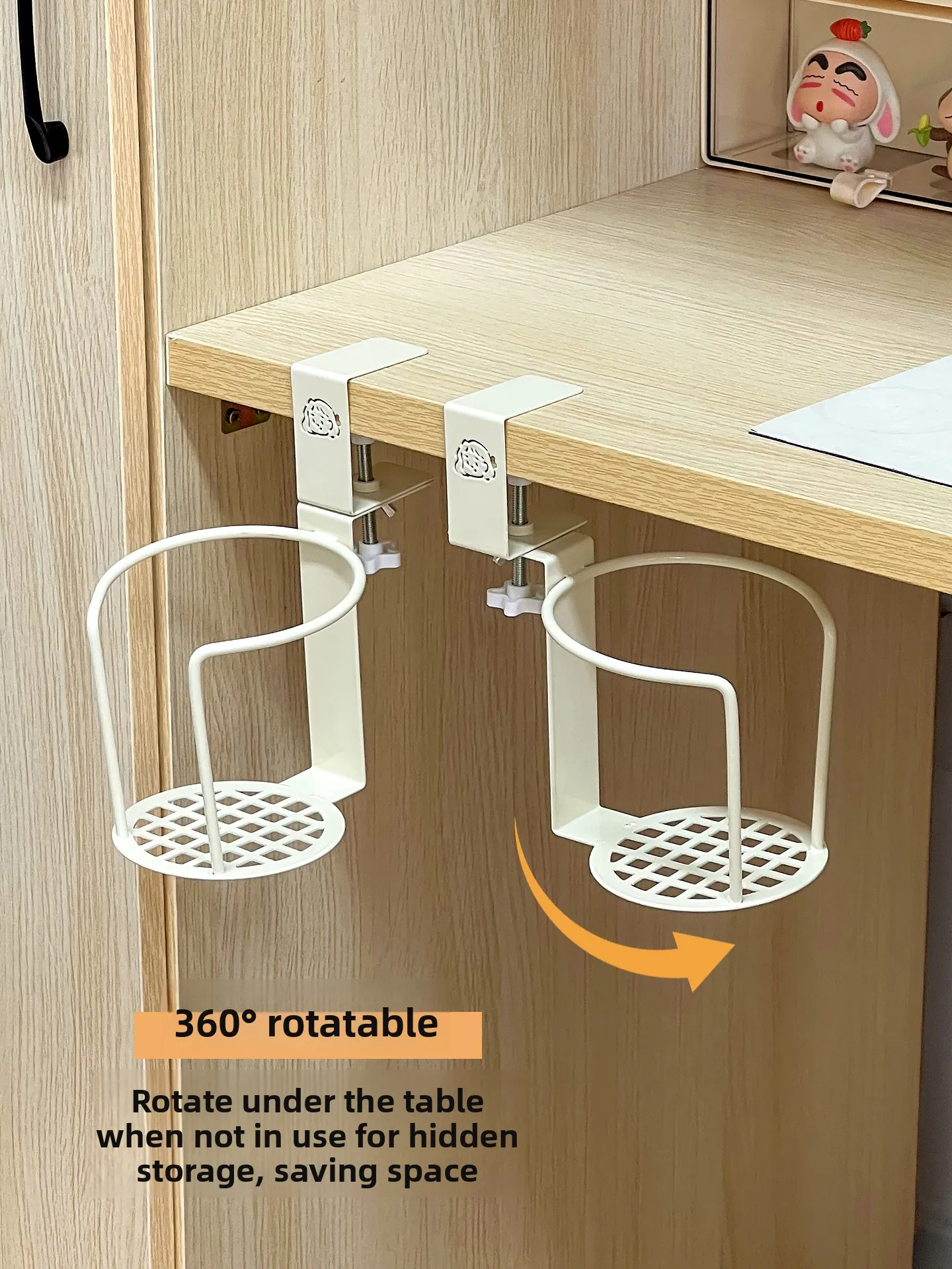 

Подвесной держатель для стаканов на стол, металлическая подставка для напитков для общежития, спальни, рабочего стола, без сверления