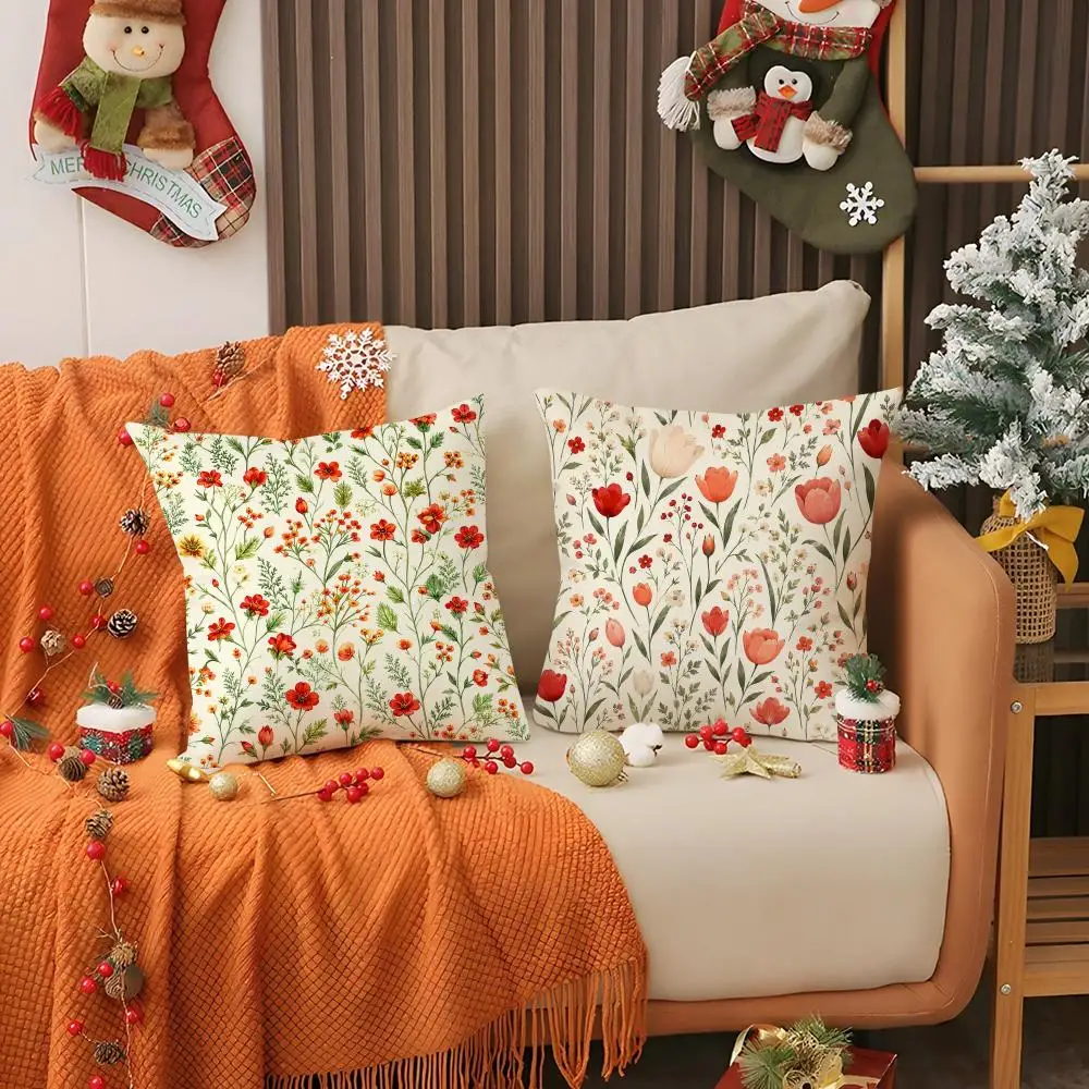 Watercolor Wild Poppy Floral Cushion Cover Pillows Modern Home Decoration Living Room Pillow Covers Decorative Cushions Cover