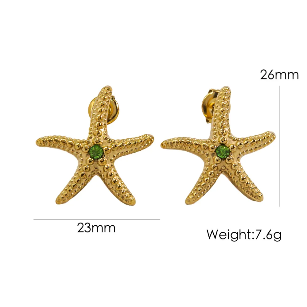 V. Multiple Color Beach Wind Sea Star Ocean Stainless Steel Earrings Gold Color Starfish Series Classic Earrings Wholesale