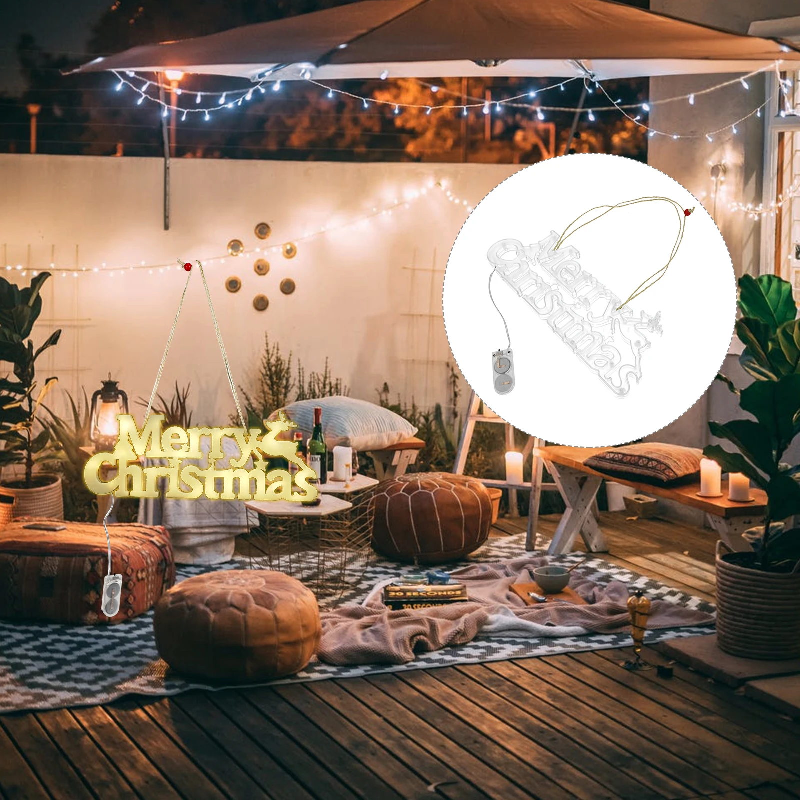 

Front Door Christmas Decorations Letter Light Hanging Lamp Led White