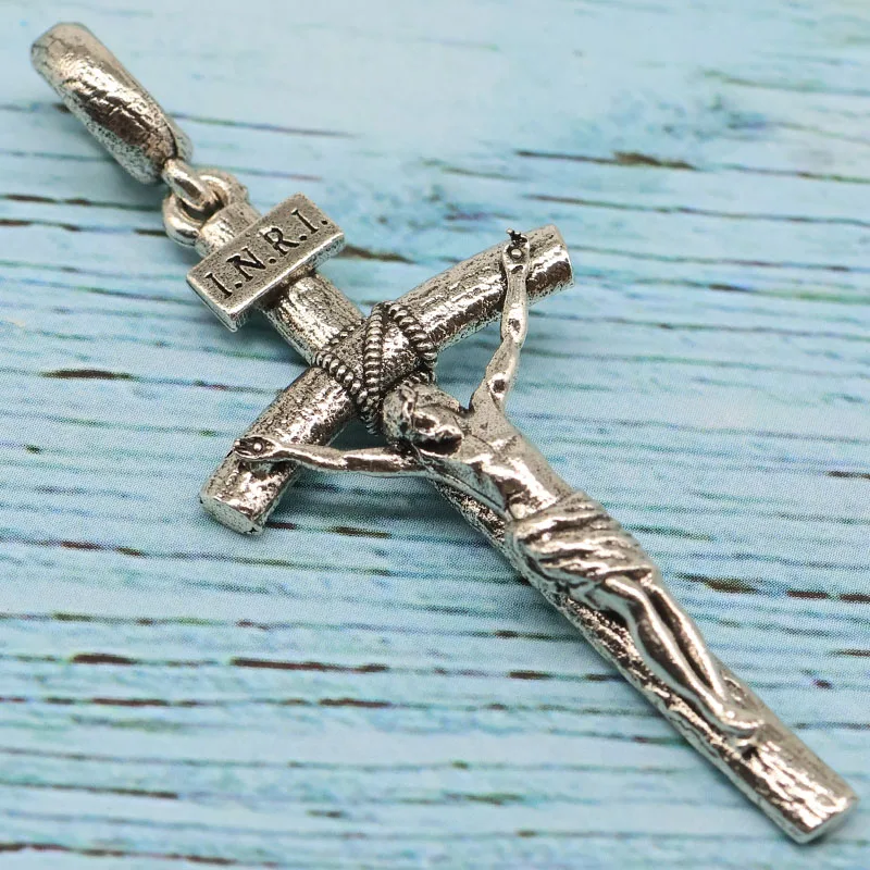 Buy 4 Get 1 Free 59x23mm 7.22g Jesus Christ Crucifixion Wooden Catholic Cross Mens Present Silver Pendant Prevent Allergy