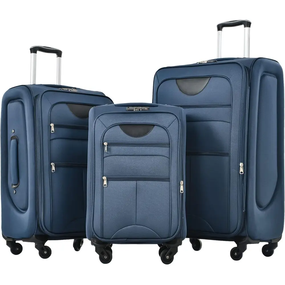 

3-Piece Expandable Luggage Set, Lightweight Suitcases with TSA Lock, 360° Spinner Wheels, Durable for Men & Women, 22/26/30, Nav