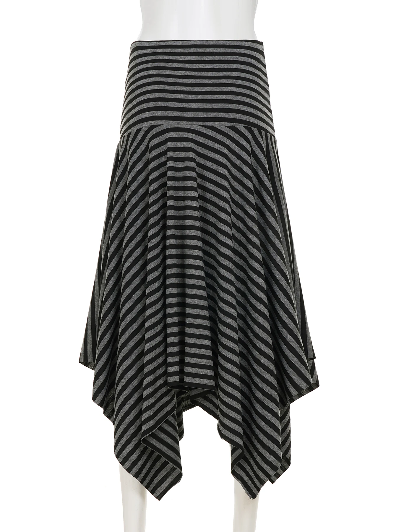 IAMSURE Casual Striped Asymmetrical Skirts Basic Slim Low-Waisted Maxi Skirts Women 2025 Summer Fashion Streetwear Ladies