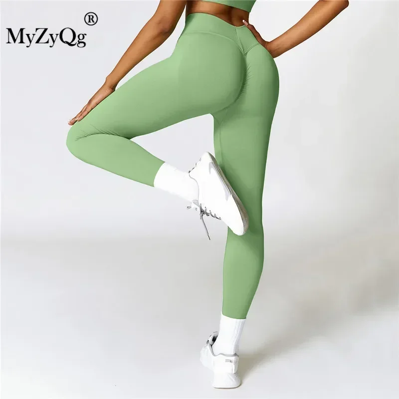 MyZyQg Hohe Taille und Hüftlift Fitness Yoga Leggings Frauen Laufhose Nahtlose Stretch Schlankheits Bauch Kompressionshose