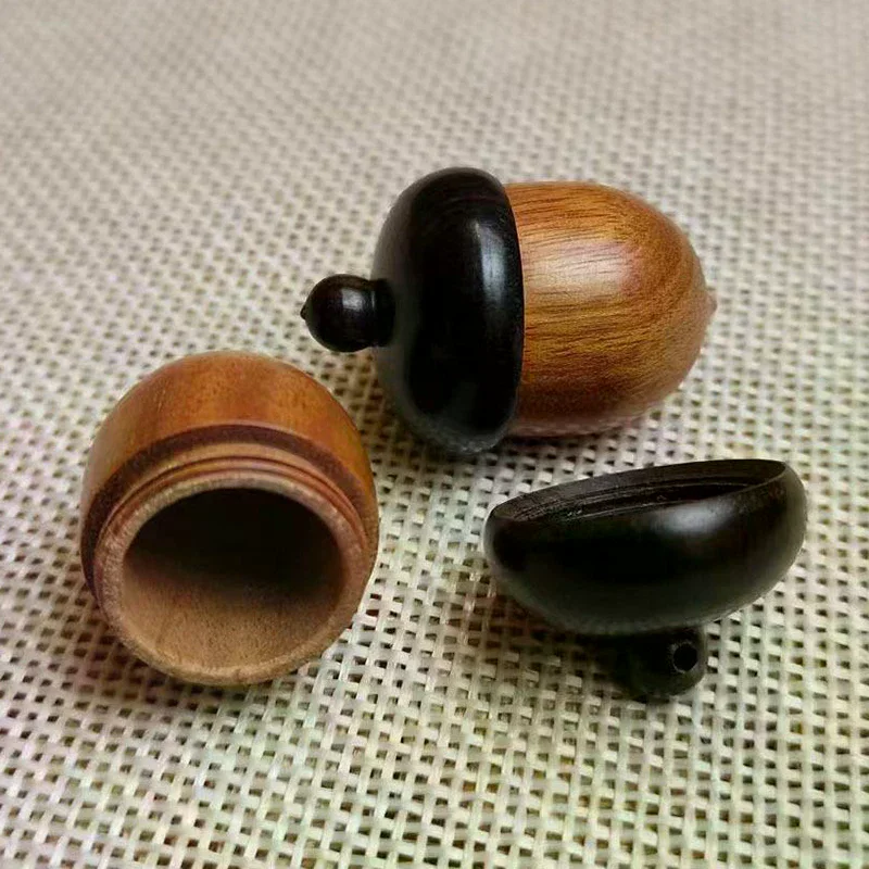 /JCS/Mini Pill Case Solid Wood Bottle Holder Sandalwood Rescue Container Storage Box Pill Case Container Pill Box Key Chain 1Pc