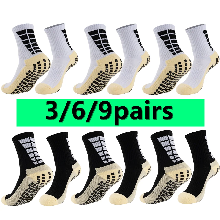 

3/6/9pairs men women anti slip grip running hiking skateboard socks towel bottom breathable shockproof athletic sports socks