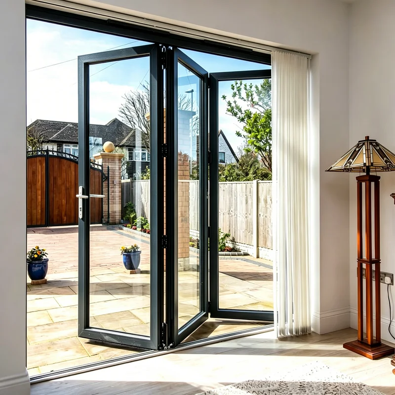 Villa Swimming Pool Waterproofing Folding Door Anodized Aluminum Alloy Glass Accordion Folding Doors Sturdy Stacking Doors