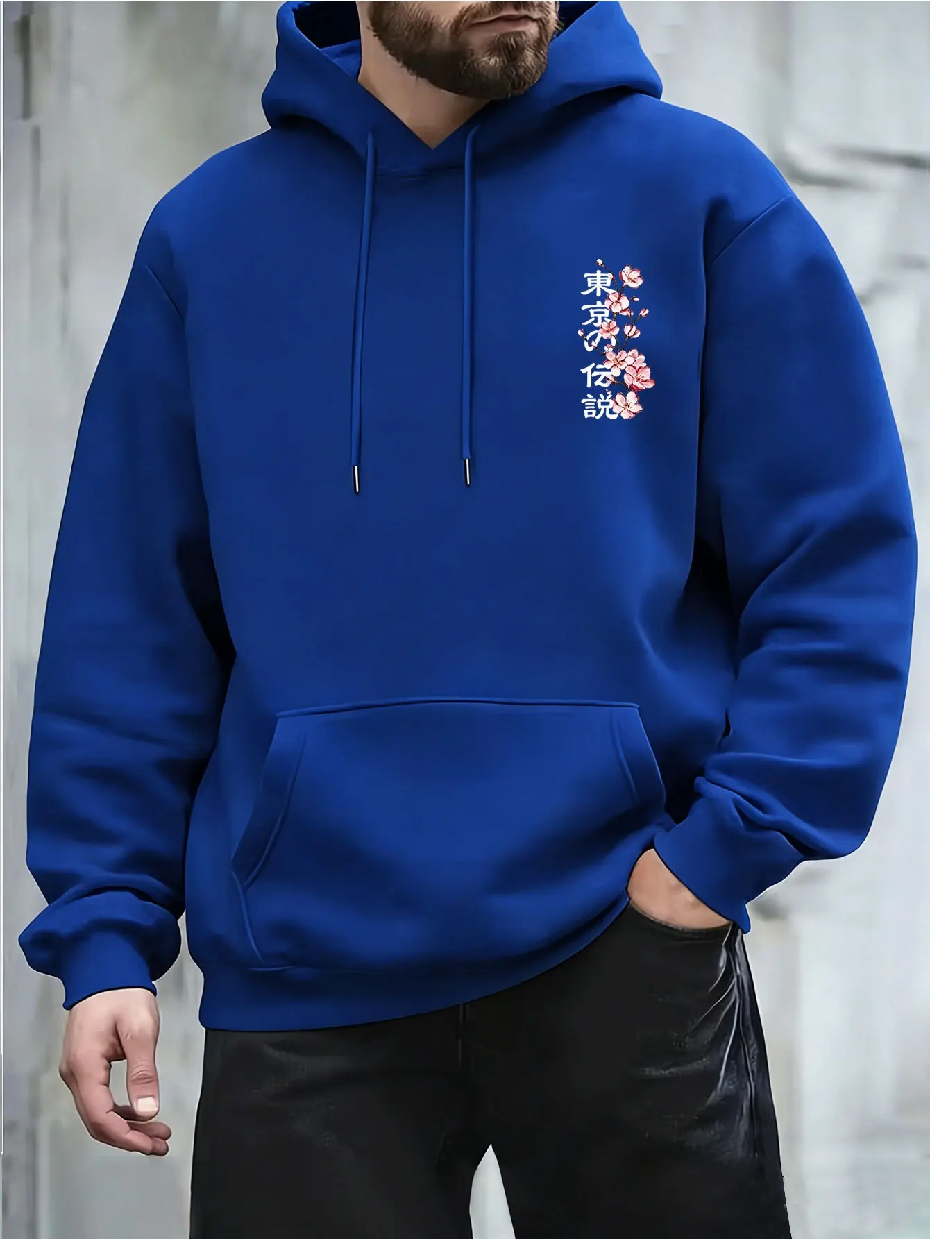 New Autumn/winter Trendy Men's Hooded Sweatshirt Japanese Geisha Hannya Cherry Blossom Samurai Sword Prints Stylish Versatile