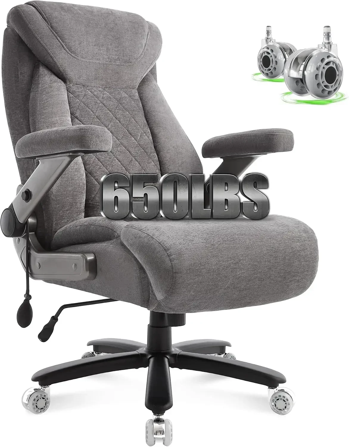 TOP-notch 650lbs Big and Tall Office Chair with Thick Spring Cushion,5D Flip Arm Ergonomic Executive Office Chair Adjustable Lum