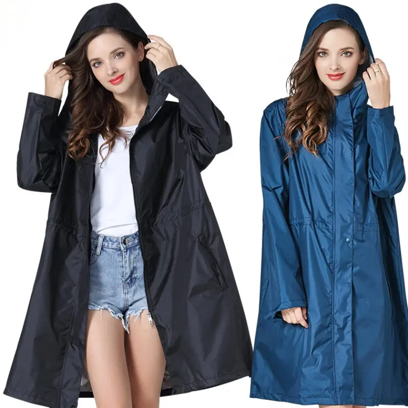 

Fashionable Korean Japanese Zipper Style Raincoat Couples Outdoor Waterproof Windproof Men's Cycling Walking Water Play Clothes