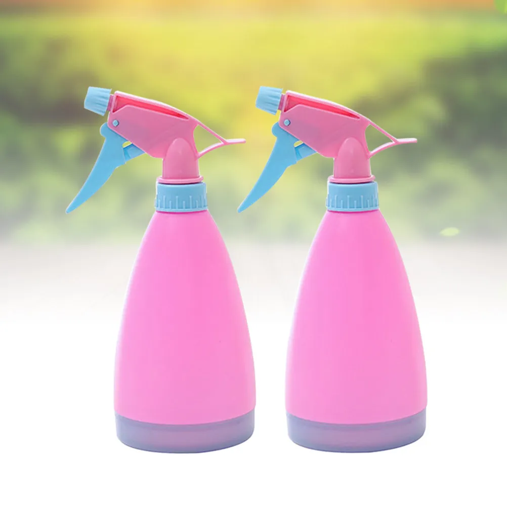 2Pcs Hand Press Watering Cans Plastic Candy Color Spray Bottles Adjustable Nozzle Indoor Garden Flowers Plants Watering Pots