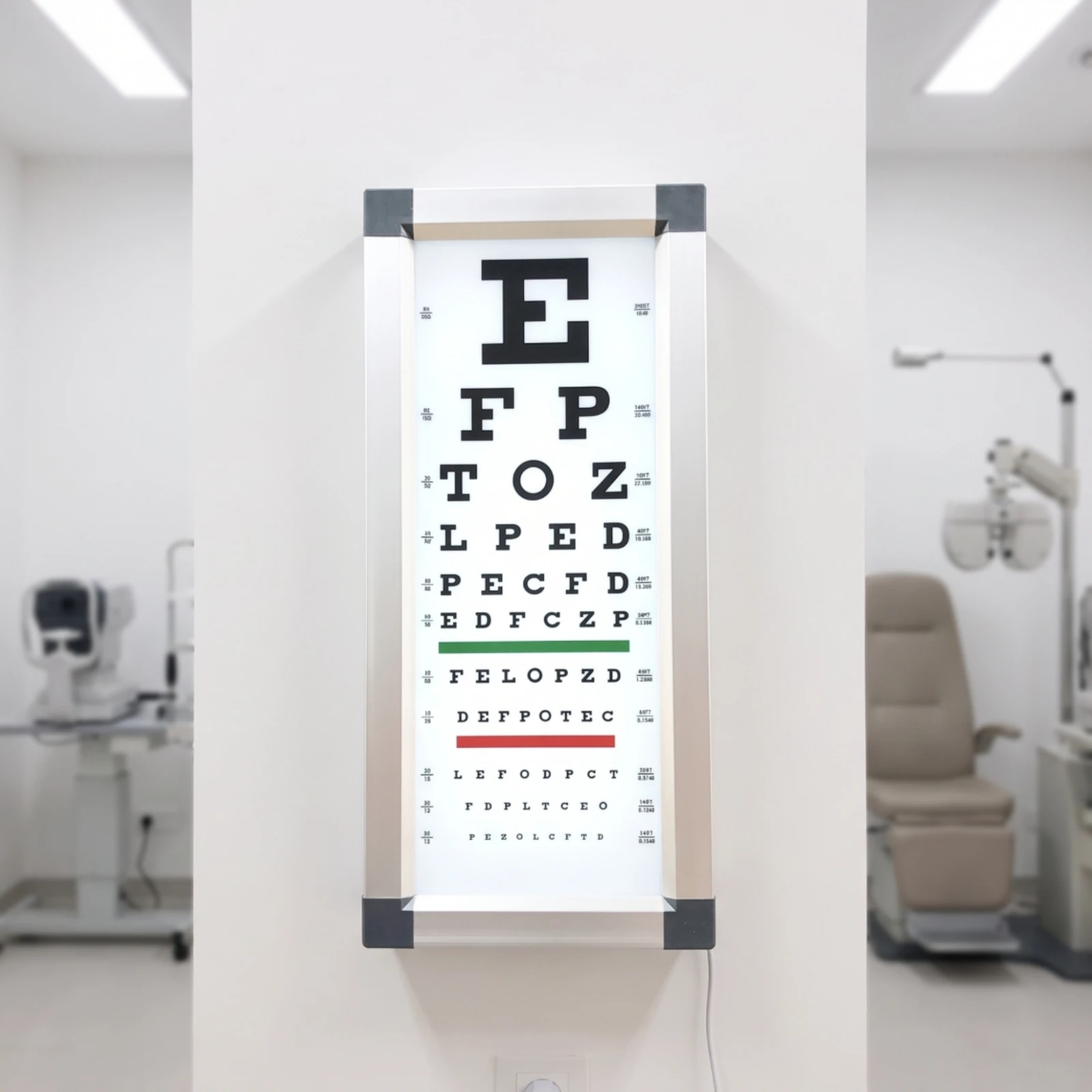 Eye Chart Light Box with red/green Sight Mark Wall-Mounted LED Eye Chart Light Box Vision Test Board Backlit Logarithmic