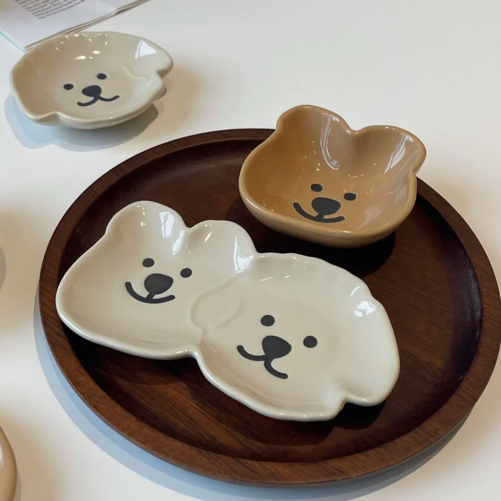 Ceramics Dipping Sauce Dish Funny Cute Animal Shape Household Snack Plates Solid Color Seasoning Dish Snack Dish Tableware