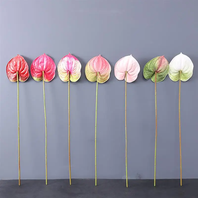 Artificial Anthurium Flower Silk Flower Floral Arrangement Artificial Anthurium Palm Flower 3D Print Simulation Wedding Decor