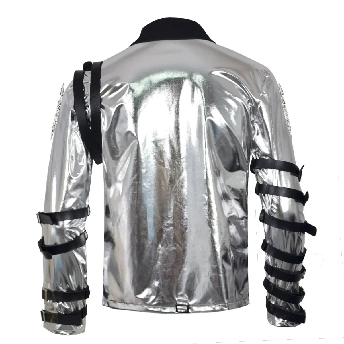 New In Stock Impersonator Michael Jackson Costumes Jacket Tour Silver Bodysuit Jacket Outerwear for Collection Halloween Perform view 3