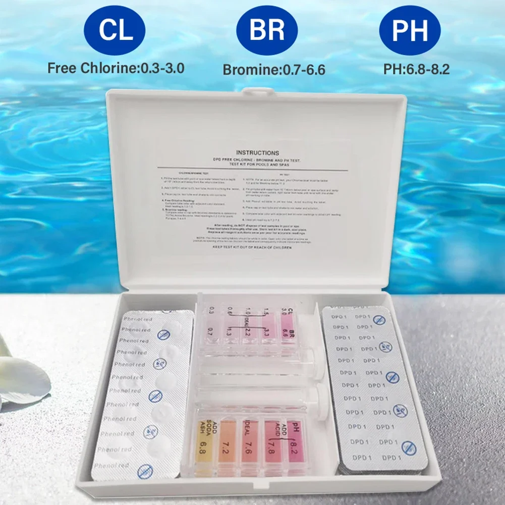 3in1 Pool Water Test Kit PH Testing Water Quality With Box Outdoor Swimming Pool Water Quality Testing Tool Accessories