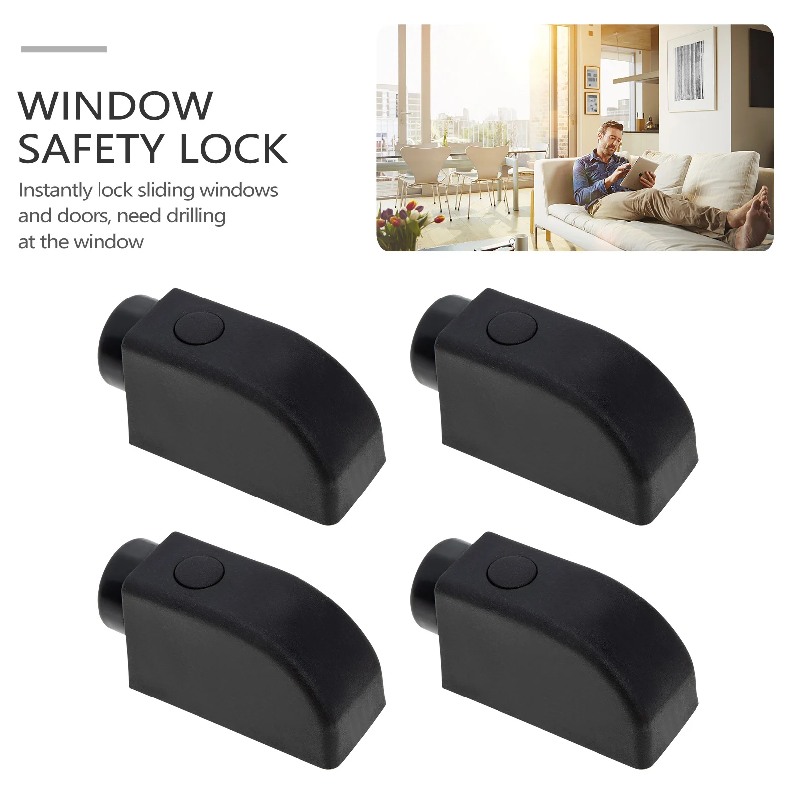 

4pcs Sash Stopper Window Safety Lock Door Bar Childproof Ventilation Durable Efficient Locks For Sliding Doorswindow Locks
