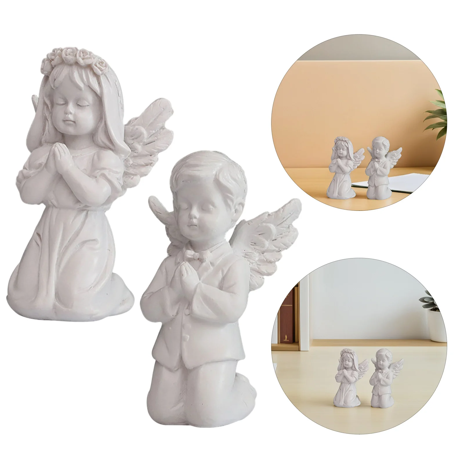 

2pcs Resin Angel Figurines Prayer Angel Decor Small Resin Craft For Desktop Home Office Decoration Gift Ornament