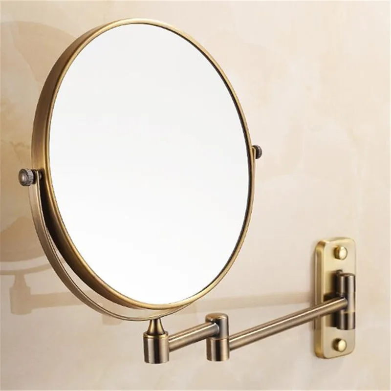 Makeup Mirror Gold/Silver Brass Bathroom Mirrors 3 X Magnifying Mirror Folding Shave 8 Inches Wall Mount 360 Rotate Round Mirror