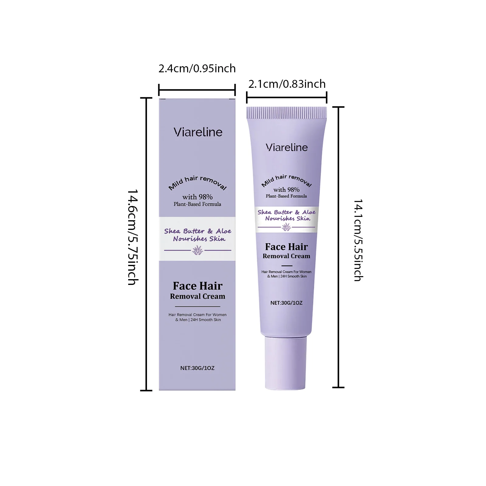 1/2set Facial Hair Removal Cream Moisturizing Hydrating Face Care Skin Smoothing Daily Gentle Wash Intense Moisture Lock Profess