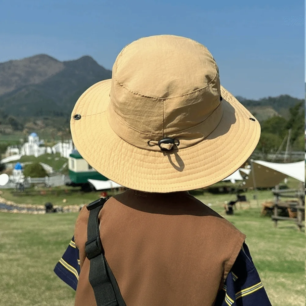 Simple Solid Color Children's Sun Hat Sun Protection Big Brim Children Beach Cap UV Resistant Breathable Sunscreen Hat Boys
